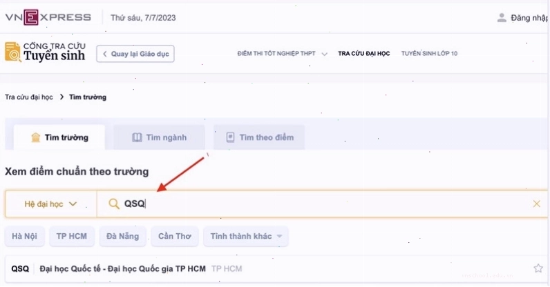 Lưu ý quan trọng khi tra cứu điểm chuẩn đại học